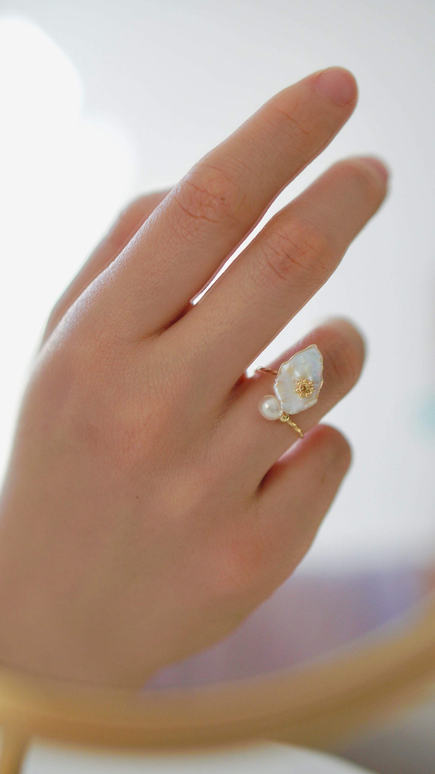 Petal and Drop Pearl Ring