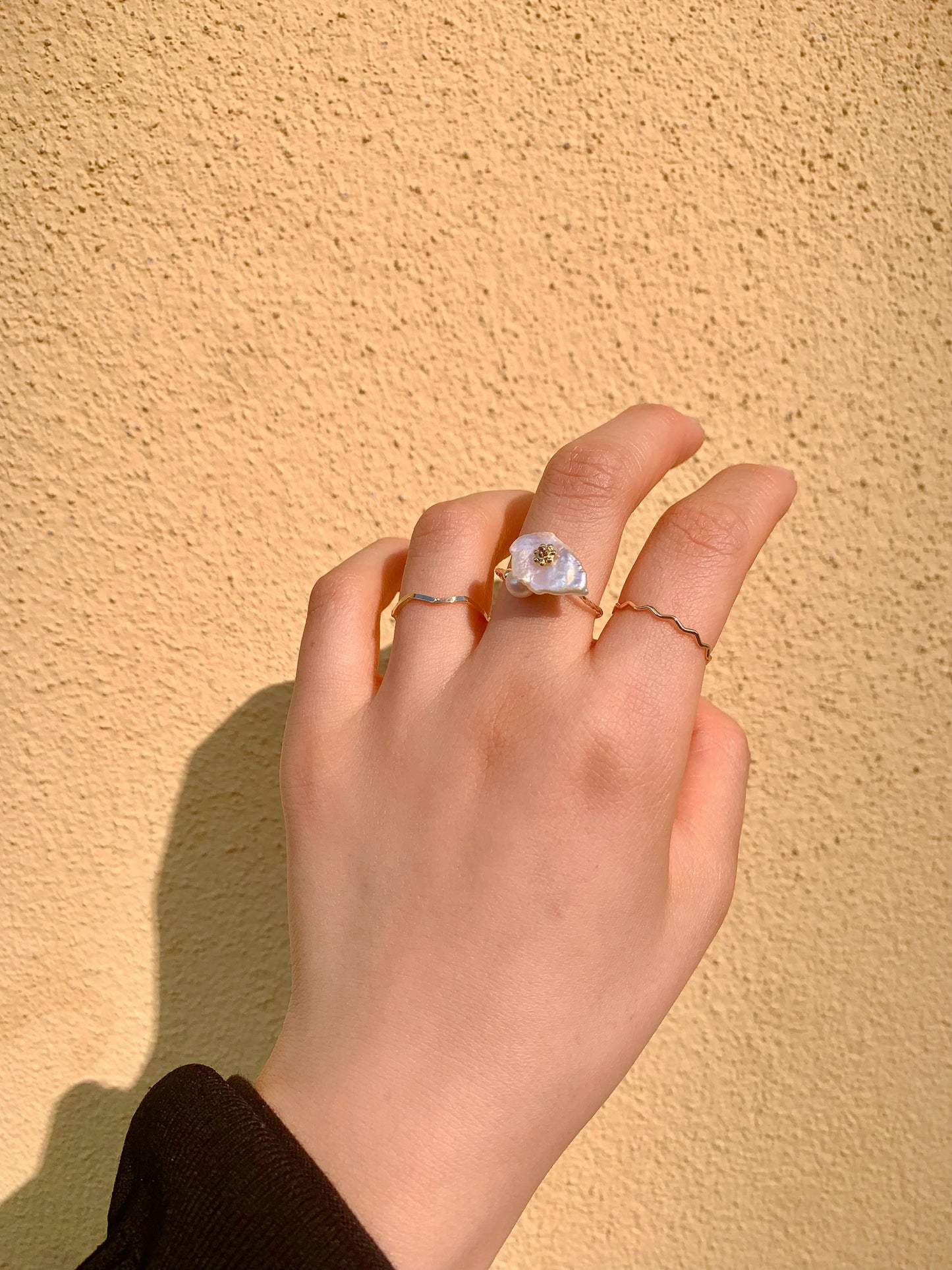 Petal and Drop Pearl Ring