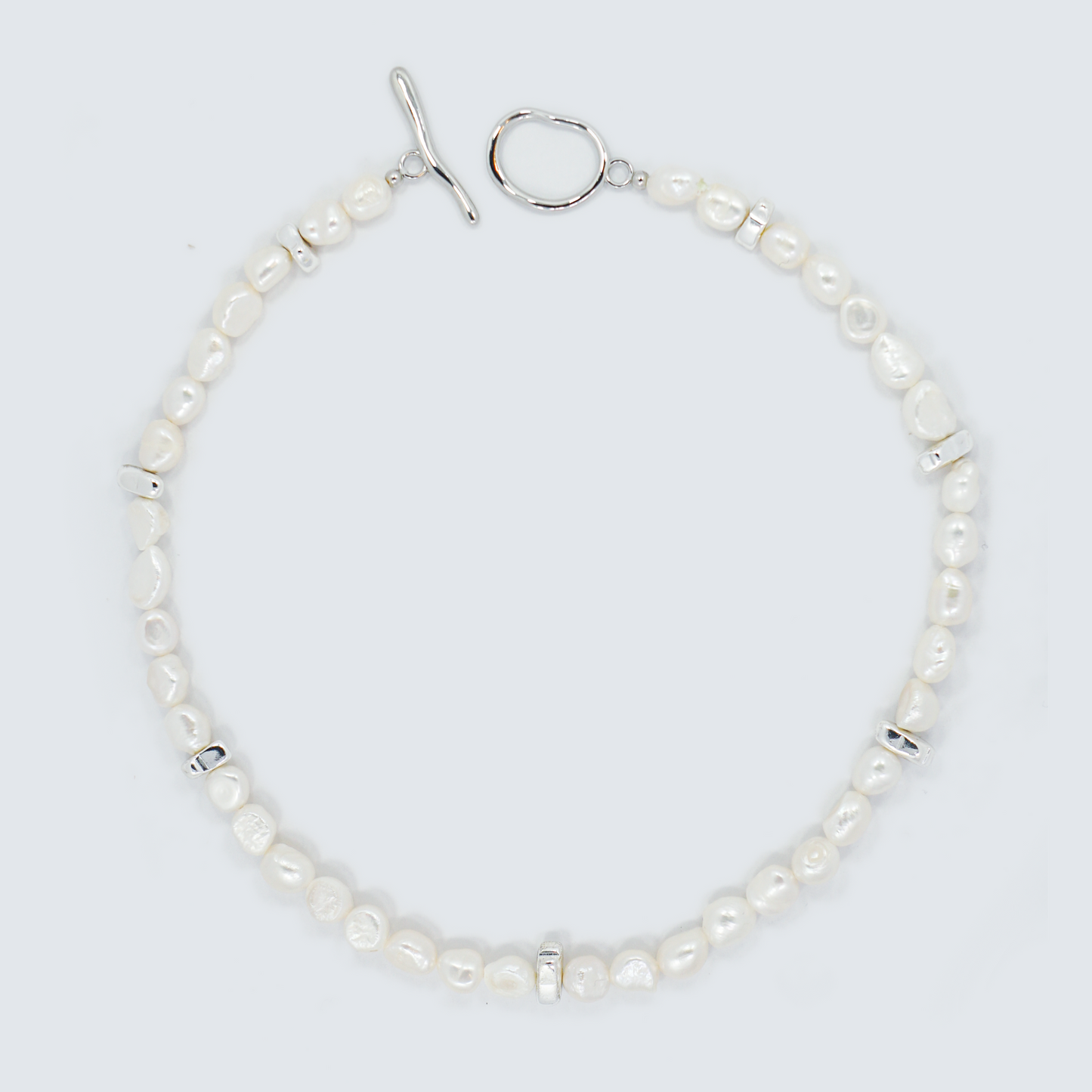 Choker di Perle Barocche con Chiusura T-Bar a Forma di Onda